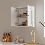 Armário de Casa de Banho de Parede Móvel de Casa de Banho Suspenso com Prateleiras 2 Portas com Desenho em Arco 60x20x60 cm Branco