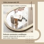 Espelho de Parede Arqueado Espelho de Casa de Banho 50x70 cm com Moldura de Imitação de Pedra Bege