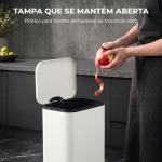 Caixote do Lixo de Cozinha 20 L em Aço Galvanizado com Tampa de Fecho Suave Pedal Balde Interior Amovível e Acabamento Anti - impressões Digitais Creme
