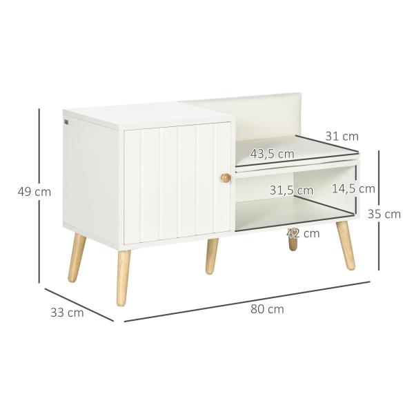 Banco Sapateira com Compartimento Aberto e Almofada Acolchoada para 4 Pares de Sapatos 80x33x49cm Branco