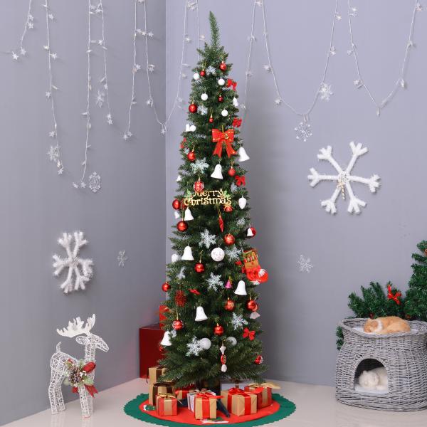 Árvore de Natal Artificial 210cm Ignífugo com 499 Pontas de Ramo PVC Decoração de Natal para Interiores Verde