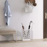 Suporte para Guarda - Chuvas de Aço Galvanizado Estreito com Bandeja de Gotejamento Removível 4 Ganchos 28x14x41 cm Branco