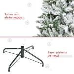 Árvore de Natal Artificial 180cm com Neve Ignífugo com 750 Ramos Folhas de PVC Base Dobrável Verde