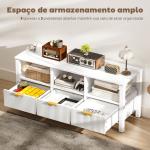 Móvel de TV Moderno com 3 Gavetas e 3 Prateleiras Abertas para Televisores de 43 - 55 Polegadas 120x39,5x50 cm Branco