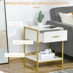 Mesa de Cabeceira Mesa Auxiliar com 1 Gaveta e Prateleira de Armazenamento para Dormitórios Sala de Estar Escritório Estilo Moderno 45x40x60cm Branco