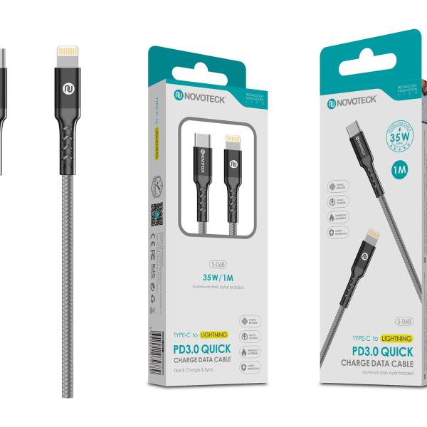 Cabo PD 35W Type-C to Lightning 1M S-068 Trança de Nylon