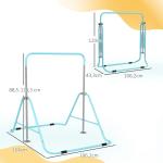 Barra de Ginástica para Crianças Dobrável com Altura Ajustável para Treino em Casa 154x106,2x88,5 - 128,5 cm Azul Celeste