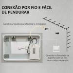 Espelho Casa de Banho com Luzes LED 80x60 cm Função Antiembaciamento 3 Cores Função de Memória e Interruptor Tátil Prata