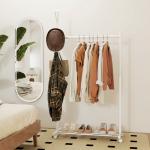 Charriot com Rodas 5 Ganchos Barra para Pendurar e Prateleira Inferior 86x43x171 cm Branco