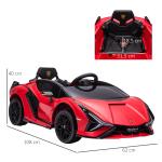 Carro Elétrico Lamborghini SIAN 12V para Crianças de 3 - 5 anos com Controle Remoto Abertura da Porta Música MP3 USB e Faróis 108x62x40cm Vermelho