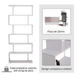 Estante Moderna com 6 prateleiras em forma de S Madeira 80 x 25 x 192 cm branco