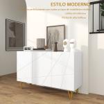 Aparador para Sala Aparador de Entrada com 3 Portas e Prateleiras Ajustáveis para Cozinha Sala 120x40x75 cm Branco Brilhante