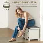 Banco Sapateira Rústico Organizador de Sapatos com Compartimentos para 7 Pares de Sapatos 100x40x48 cm Branco com Veios e Cinza