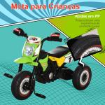 Mota para Crianças acima de 18 Meses Mota a Pedais para Crianças com 3 Rodas Luzes e Sons Realistas 71x40x51 cm Verde
