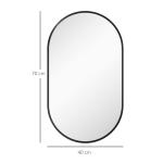 Espelho Casa de Banho Oval 40x3x70 cm Espelho Decorativo de Parede com Estrutura de Liga de Alumínio Horizontal ou Vertical Preto