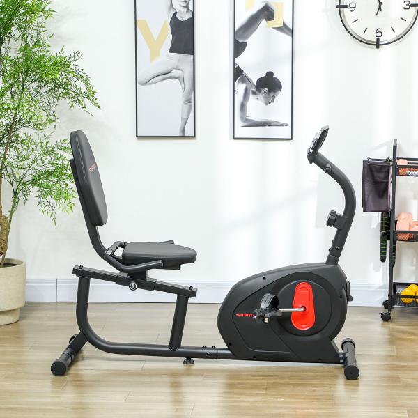 Bicicleta Estática Silenciosa de 8 Níveis de Resistência Magnética com Assento Ajustável Ecrã LCD 103 - 139x61x100,5 cm Preto