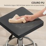 Banco Giratório com Rodas Altura Regulável 50 - 66 cm Assento Estofado em Imitação de Couro 34x34x50 - 66 cm Preto