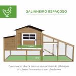 Galinheiro de Madeira Exterior Gaiola para 2 - 4 Galinhas com Grade de Arame Tetos Asfálticos Ninho Bandeja Removível Rampa e Zona Aberta 200x80x105cm Natural e Preto