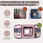 Parque Dobrável para Cães e Gatos Corralito Portátil para Animais Pequenos Impermeável em Tecido Oxford Ø90x41 cm Rosa