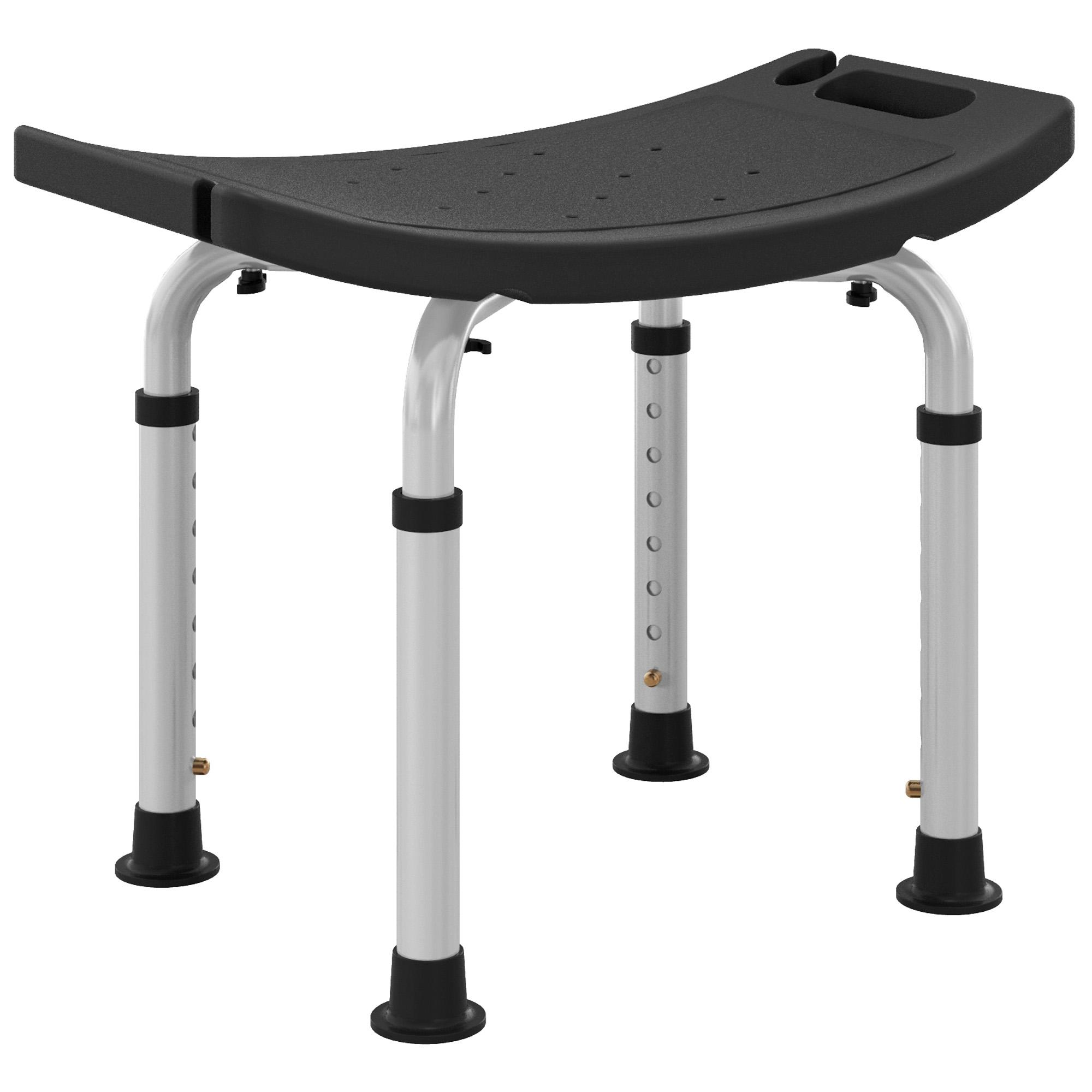 Banco de Duche com Altura Ajustável em 8 Posições com Base de Borracha Antiderrapante 50x36x39,5 - 56,5 cm Preto
