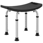 Banco de Duche com Altura Ajustável em 8 Posições com Base de Borracha Antiderrapante 50x36x39,5 - 56,5 cm Preto