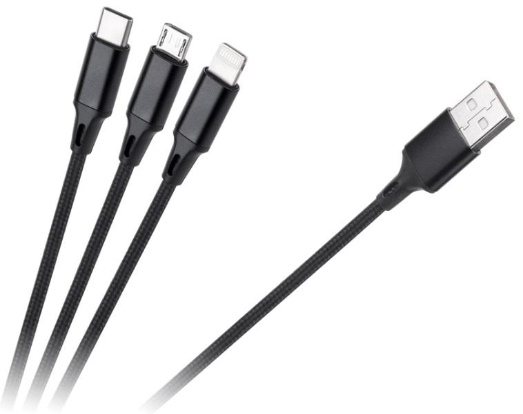Cabo USB A Macho - 3 - EM - 1 USB C, Micro USB e Lightning (1 metro) - REBEL