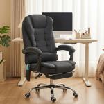Cadeira de Escritório com 6 Pontos de Massagem Giratória com Encosto Reclinável 135º Função de Aquecimento 65x70x111 - 119 cm Preto