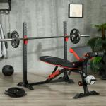 Banco de Musculação Multifuncional Banco de Pesos com Encosto Reclinável e Suporte de Barras Ajustável 180x110x126 cm Preto