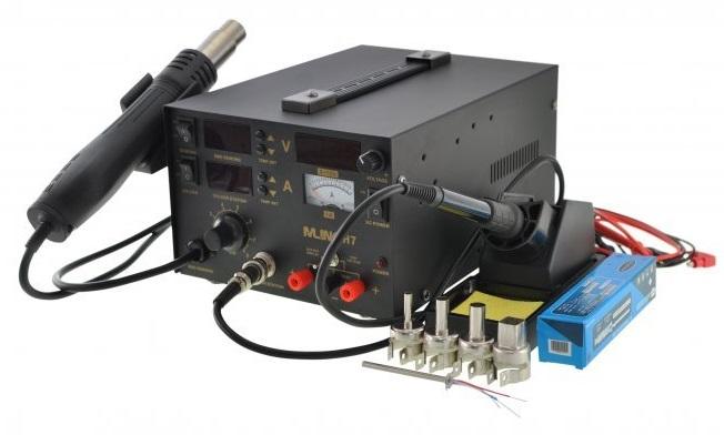 Estação Soldadura 3 - EM - 1 Ar Quente + Ferro Soldar + Fonte de Alimentação c/ LCD