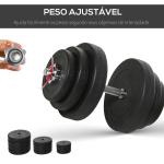 Conjunto de Halteres Pesos Fitness 40kg Ajustável Musculação com Barra de Aço e Discos para Ginásio Casa Preto e Prata