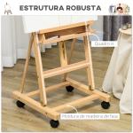 Cavalete de Pintura Dobrável 238 cm Cavalete de Madeira com Rodas Altura Ajustável Bandeja Madeira