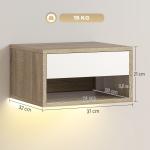 Conjunto de 2 Mesas de Cabeceira Flutuantes com Luzes LED RGB Controlo por APP e Prateleira Aberta 37x32x21 cm Madeira e Branco