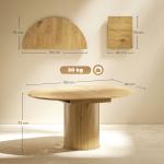 Mesa de Refeição Extensível Redonda para 6 - 8 Pessoas com Base Estriada para Sala de Estar 110 - 150x110x75 cm Madeira