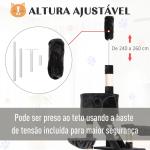Árvore arranhador para Gatos com Altura Ajustável Plataformas Múltiplas Caverna Cestas e Escadas em Sisal Natural e Pelúcia 60x45x240 - 260 cm Cinza Escuro