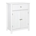 Armário de Casa de Banho com 1 Gaveta e Prateleira Interior Ajustável Móvel Auxiliar de Armazenamento Multifuncional para Sala de Estar Cozinha 60x30x80cm Branco