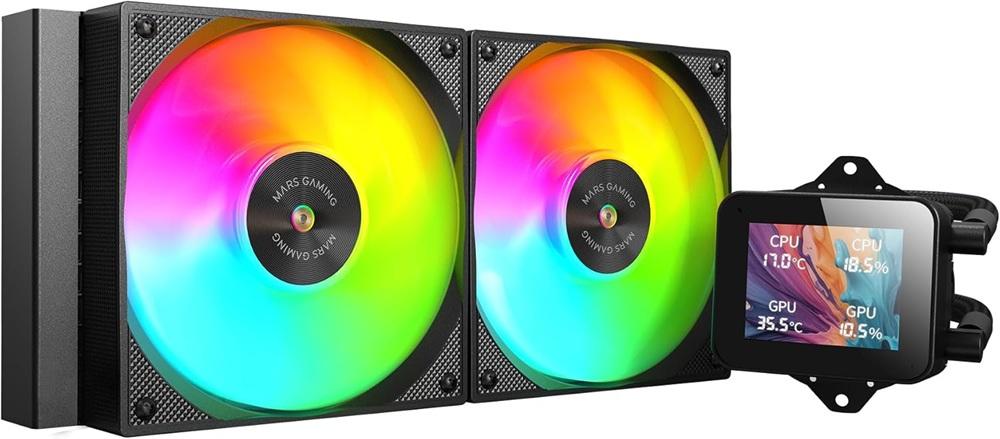 Water Cooler CPU MLVISION240 120mm ARGB c/ Ecrã (Preto) - MARS - GAMING