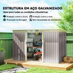 Abrigo de Jardim 280x130x172 cm Abrigo de Exterior de Aço Galvanizado com Porta Corredeira e Ventilações Cinza
