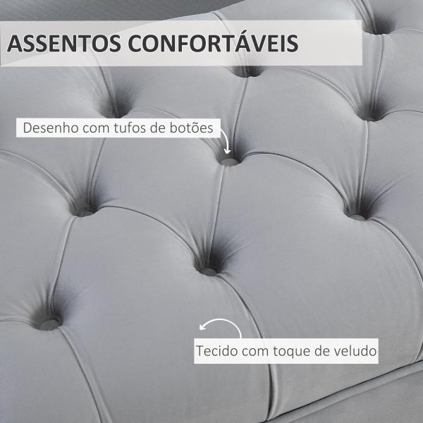 Banco de Pé de Cama com Assento Acolchoado e Pés Metálicos Banco para Entrada Corredor Capacidade 120 kg 118x45x42 cm Cinza