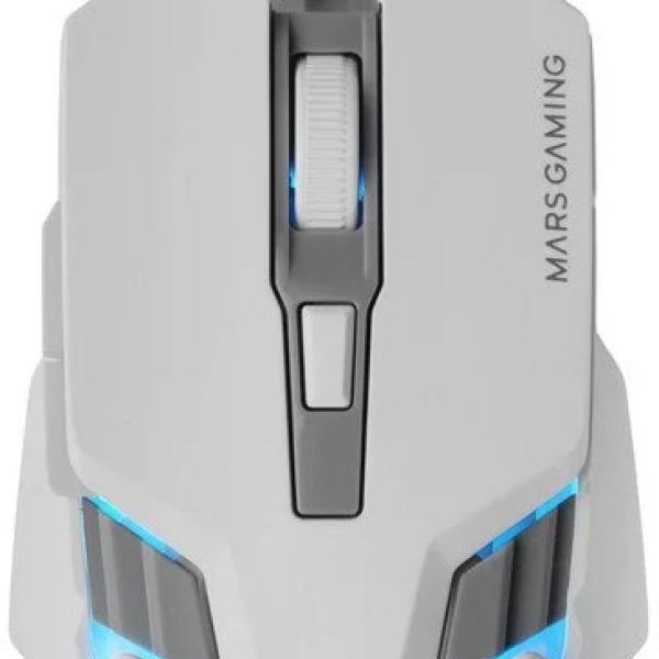 Rato Óptico MM024 RGB Flow 4000DPI (Branco) - MARS GAMING