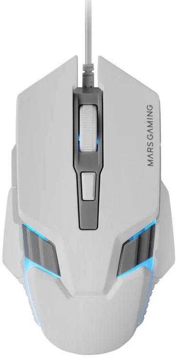 Rato Óptico MM024 RGB Flow 4000DPI (Branco) - MARS GAMING
