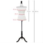 Manequim de Costura Feminino Manequim de Costura Ajustável a 130 - 168 cm com Tripé de Madeira Branco