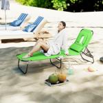 Espreguiçadeira Dobrável com Encosto Regulável em 4 Posições, Espreguiçadeira de Jardim com Orifício para Leitura, Almofada, Estrutura Metálica e Tecido Oxford para Praia e Terraço, Peso Máx. 120 kg, 190x56x28 cm, Verde