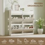Sapateira Estreita com 4 Portas Sapateira para Entrada com 2 Gavetas para 8 Pares de Sapatos 98x19,2x95,3 cm Branco