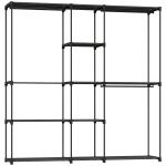 Armário para Roupas 182x43x185 cm Armário Aberto com 8 Prateleiras de Tecido Barras para Pendurar 182x43x185 cm Preto