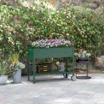 Horta Vertical Elevada de Metal Horta Vertical com Rodas Alça Lateral e Prateleira Inferior para Cultivo 109x44x80 cm Verde