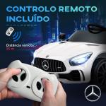 Carro Elétrico para Crianças Carro Mercedes - Benz AMG GTR com Bateria 12V Faróis Buzina e Música 108x67x46 cm Branco