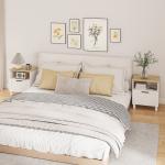 Conjunto de 2 Mesas de Cabeceira Modernas com Gaveta Compartimento Aberto Pés de Madeira 45x38x50 cm Branco
