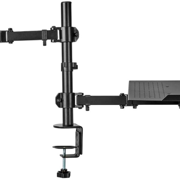 Suporte de Mesa Duplo p/ Monitor 15 - 32 c/ Suporte p/ Portátil 17 (Preto) - NEDIS