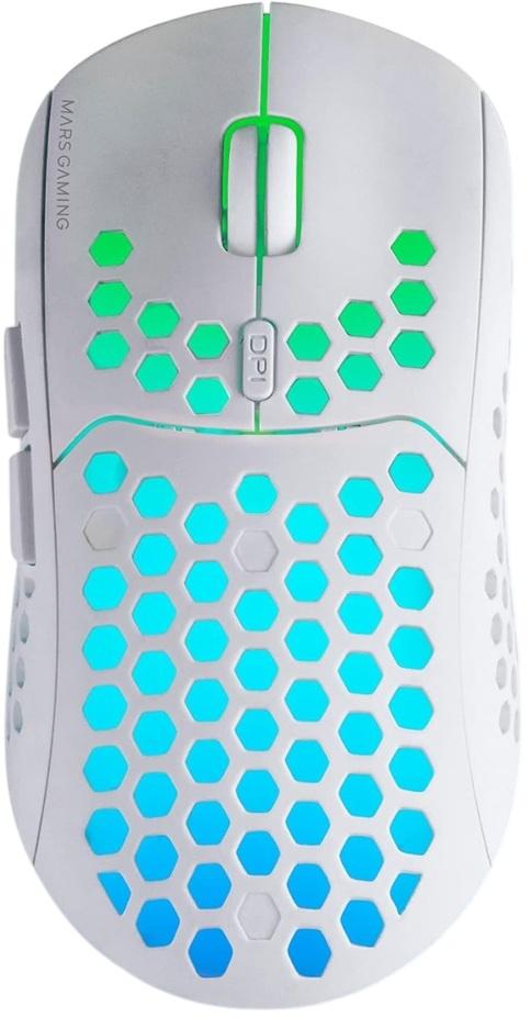 Rato Óptico Wireless MMW3W RGB 3200DPI (Branco) - MARS - GAMING
