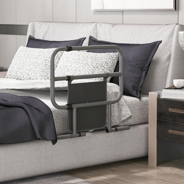 Grade para Cama Adulto Guarda de Segurança para Cama Dobrável com Bolso de Armazenamento 61x66x55 cm Cinza